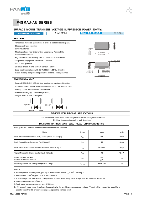 P4SMAJ110CA-AU