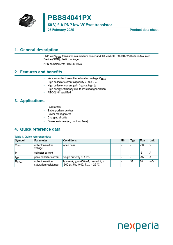 PBSS4041PX Datasheet Preview