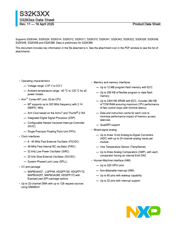 S32K312 Datasheet Preview
