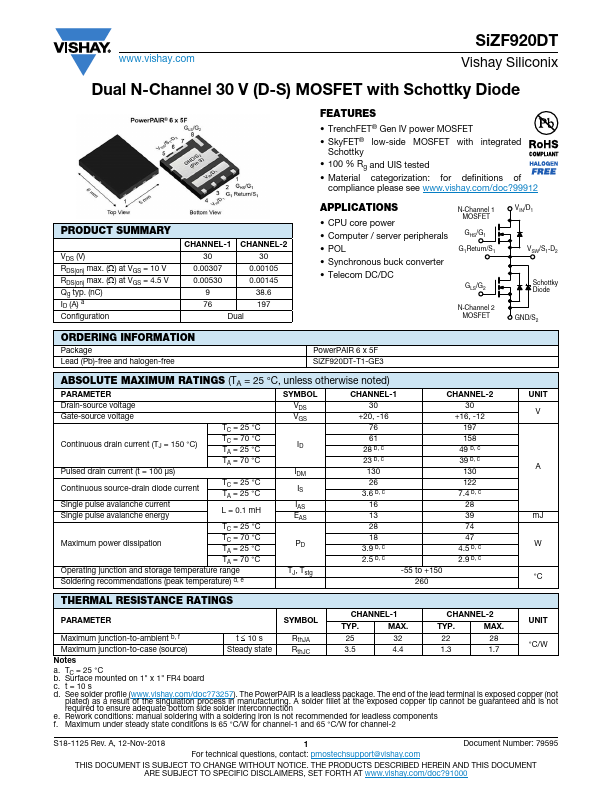SiZF920DT Datasheet Preview
