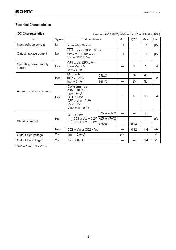 CXK5V8512TM-85LLX