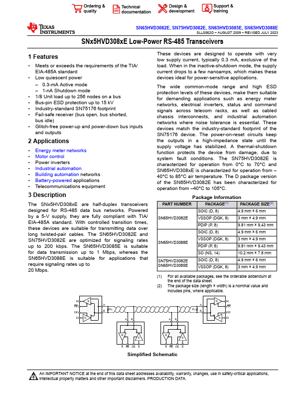 SN65HVD3088E Datasheet Preview