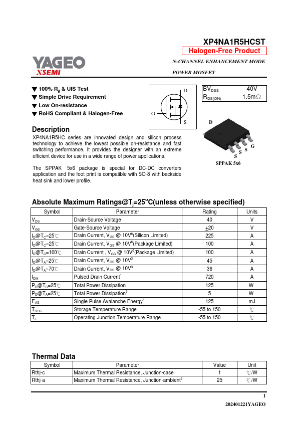 XP4NA1R5HCST Datasheet Preview