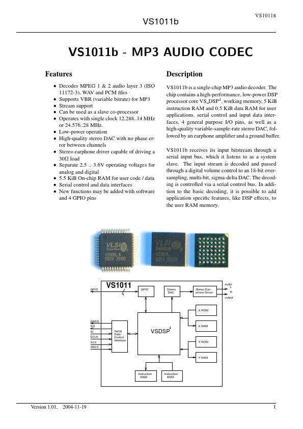 VS1011b Datasheet Preview