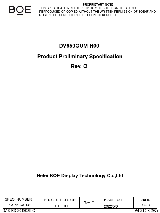 DV650QUM-N00 Datasheet Preview