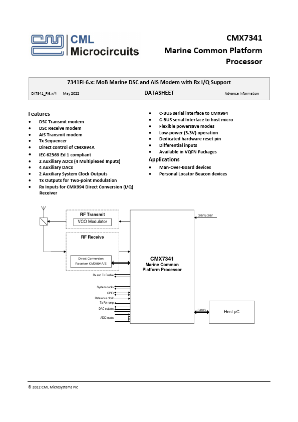 CMX7341 Datasheet Preview