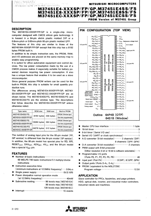 M37451E4-XXXGP