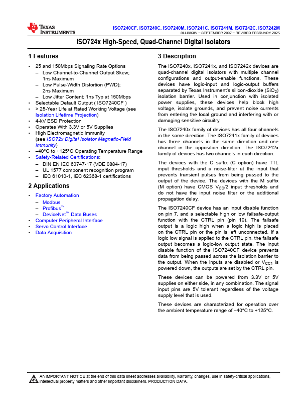 ISO7241M Datasheet Preview
