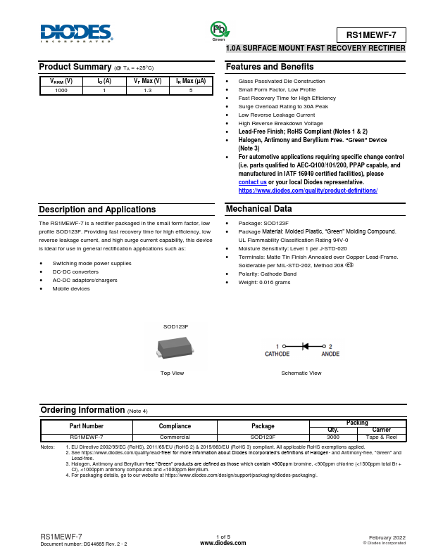 RS1MEWF-7 Datasheet Preview