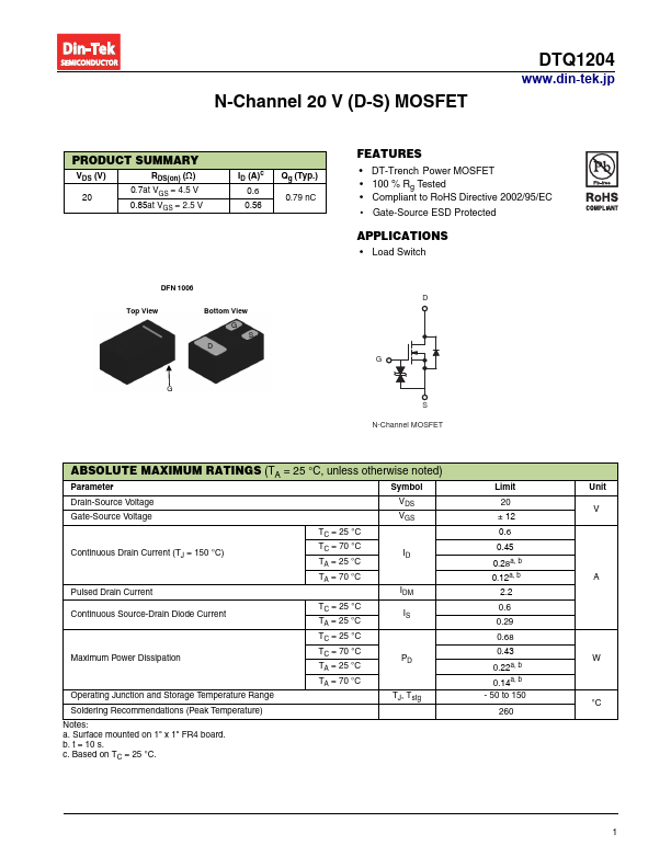 DTQ1204 Datasheet Preview