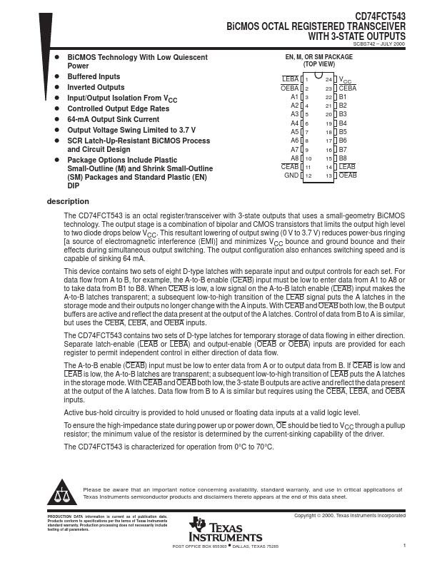 CD74FCT543 Datasheet Preview