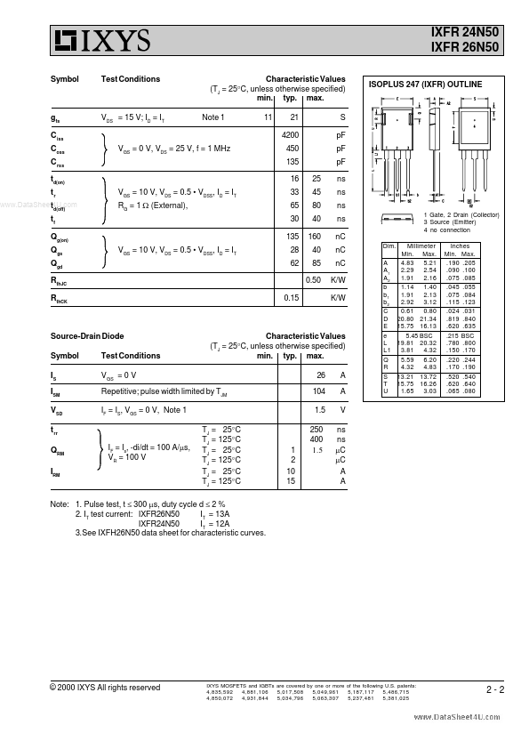 IXFR26N50