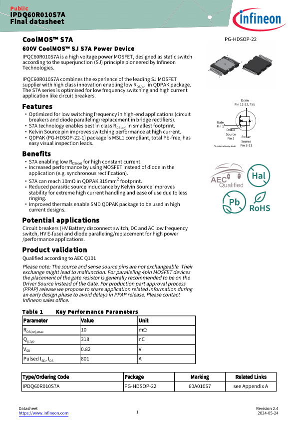 IPDQ60R010S7A Datasheet Preview