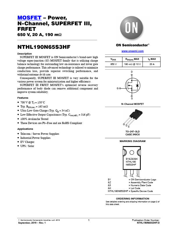 NTHL190N65S3HF