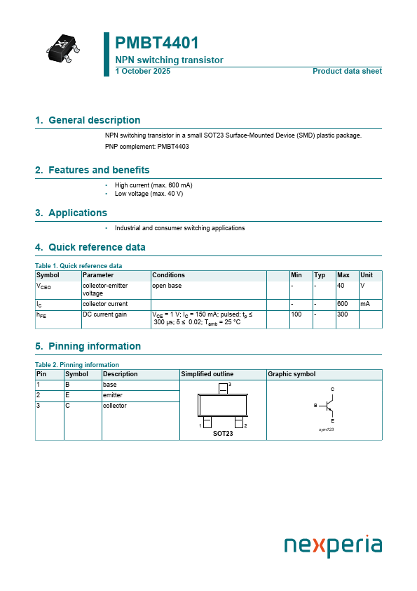 PMBT4401 Datasheet Preview