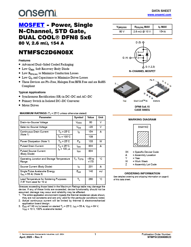 NTMFSC2D6N08X Datasheet Preview