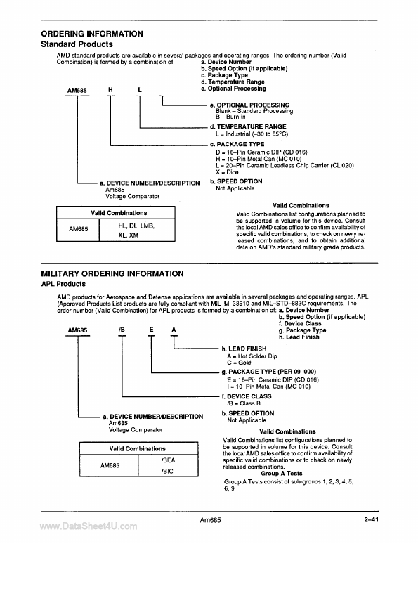 AM685 Voltage Comparator AMD 