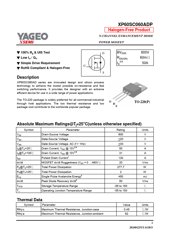 XP60SC060ADP Datasheet Preview