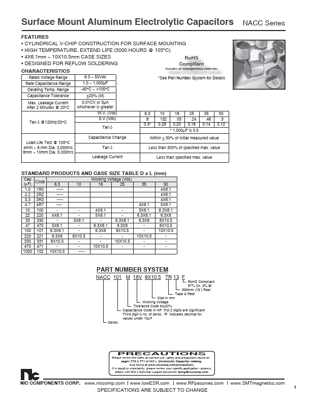 NACC102M6.3V10X10.5TR13F