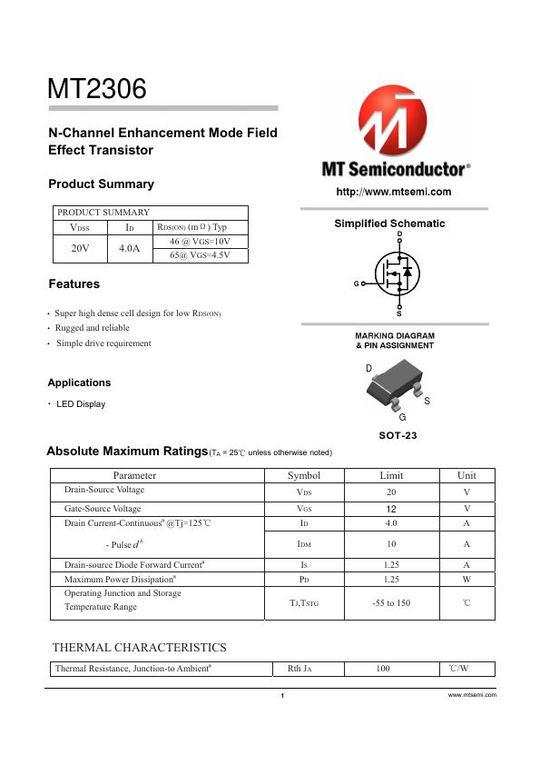 MT2306 Datasheet Preview