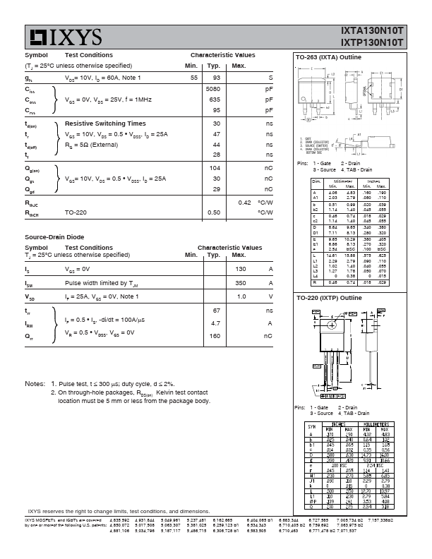 IXTA130N10T