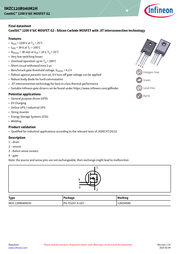 IMZC120R040M2H Datasheet Preview
