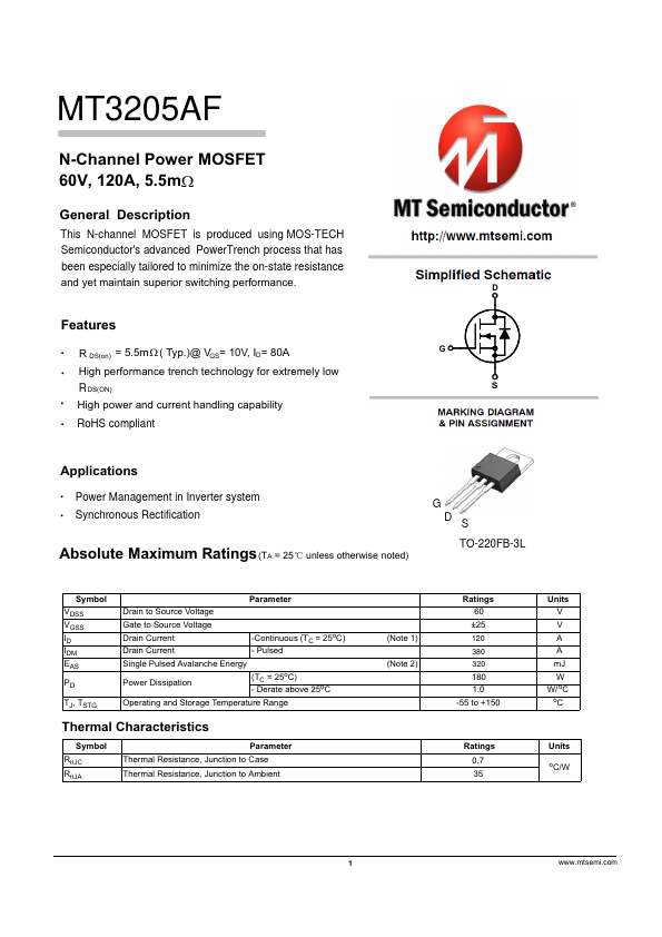 MT3205AF Datasheet Preview