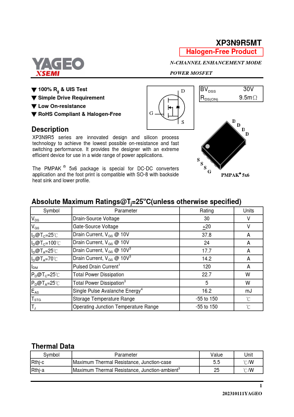 XP3N9R5MT Datasheet Preview