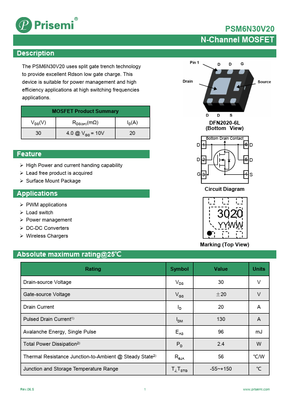 PSM6N30V20 Datasheet Preview