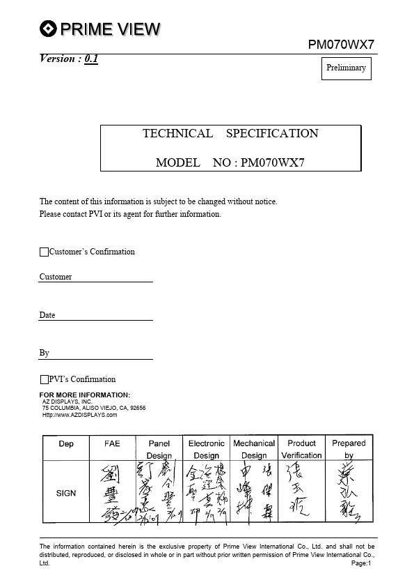 PM070WX7 Datasheet Preview