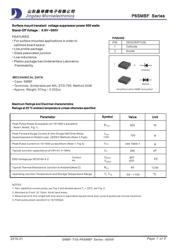 P6SMBF150CA