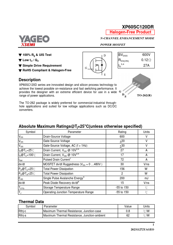 XP60SC120DR Datasheet Preview