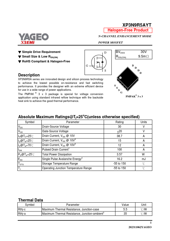 XP3N9R5AYT Datasheet Preview
