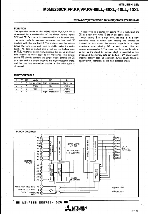 M5M5256CP-70LL