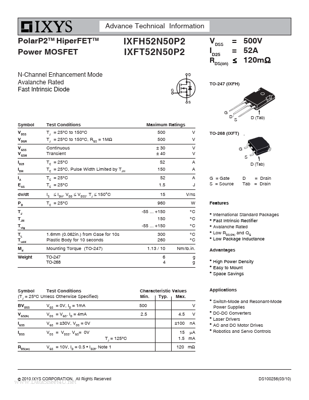 IXFT52N50P2