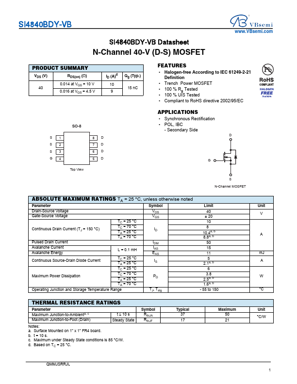 SI4840BDY Datasheet Preview