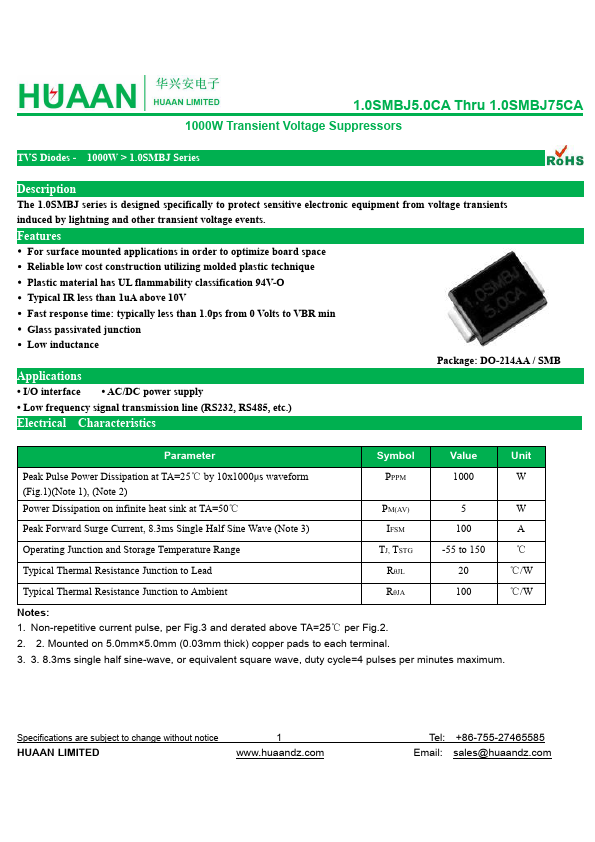 1.0SMBJ40CA