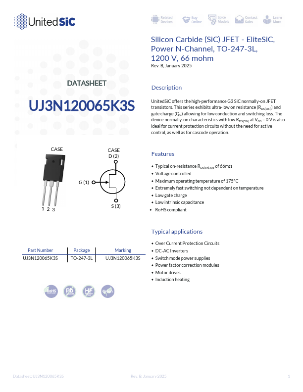 UJ3N120065K3S Datasheet Preview