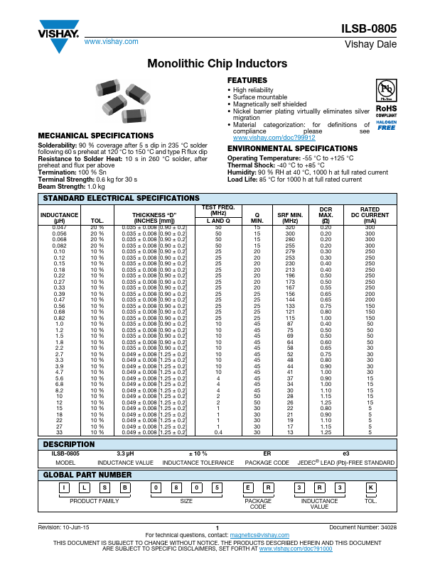 ILSB-0805 Datasheet Preview
