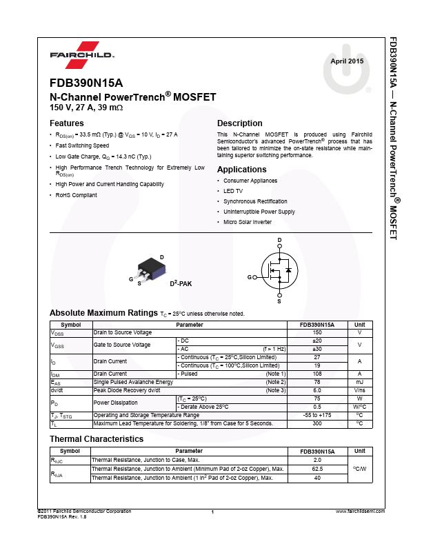 FDB390N15A