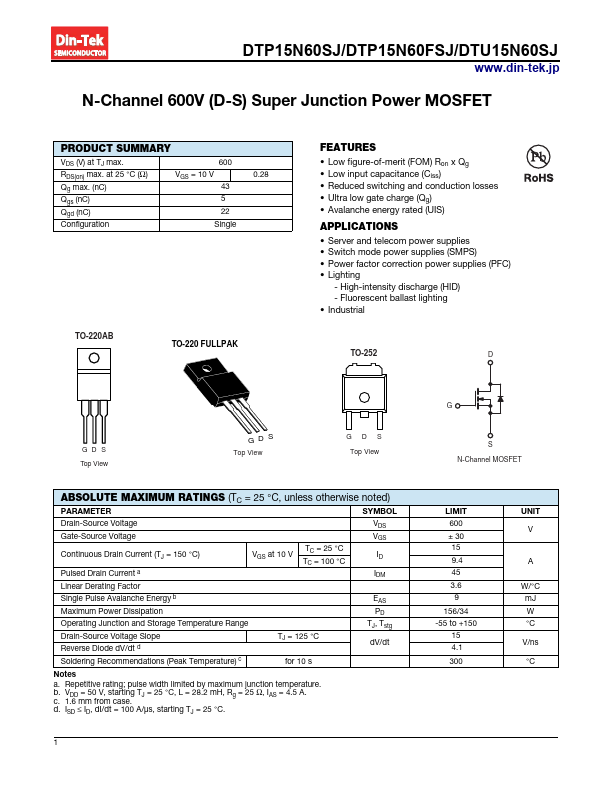 DTU15N60SJ