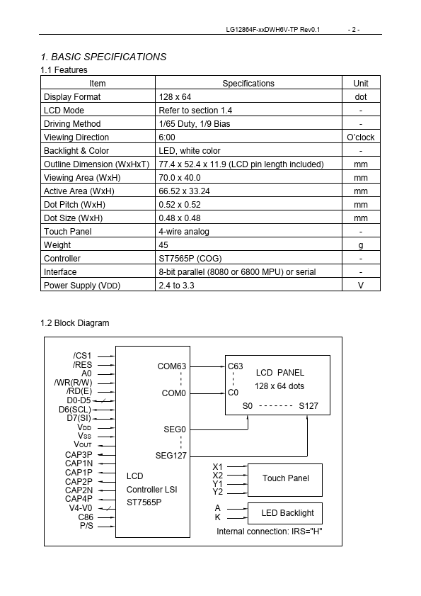 LG12864F-FFDWH6V-TP