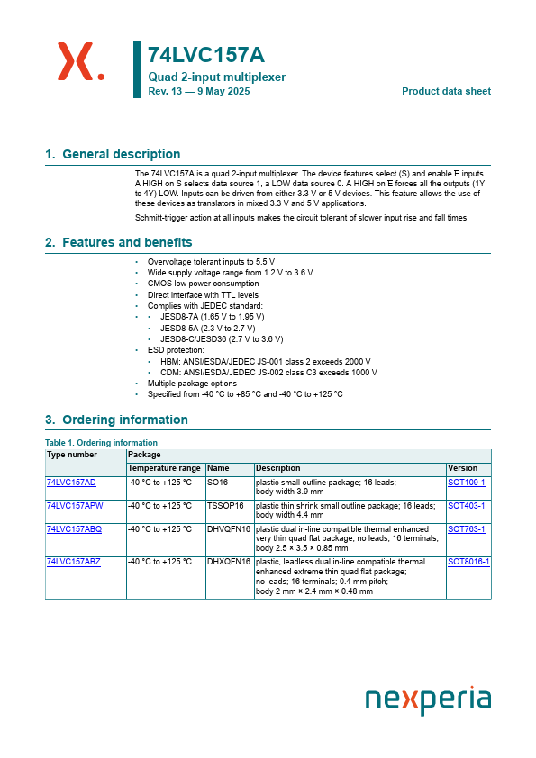 74LVC157AD Datasheet Preview