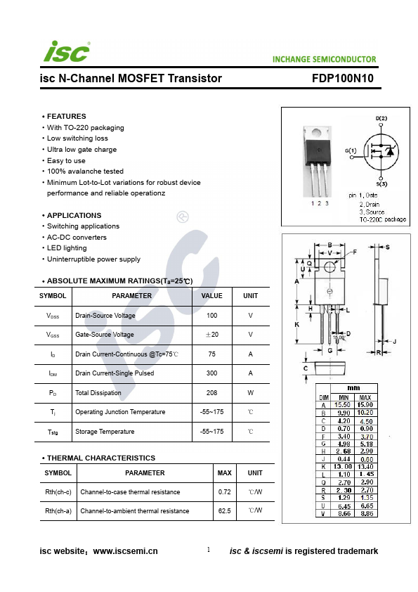 FDP100N10