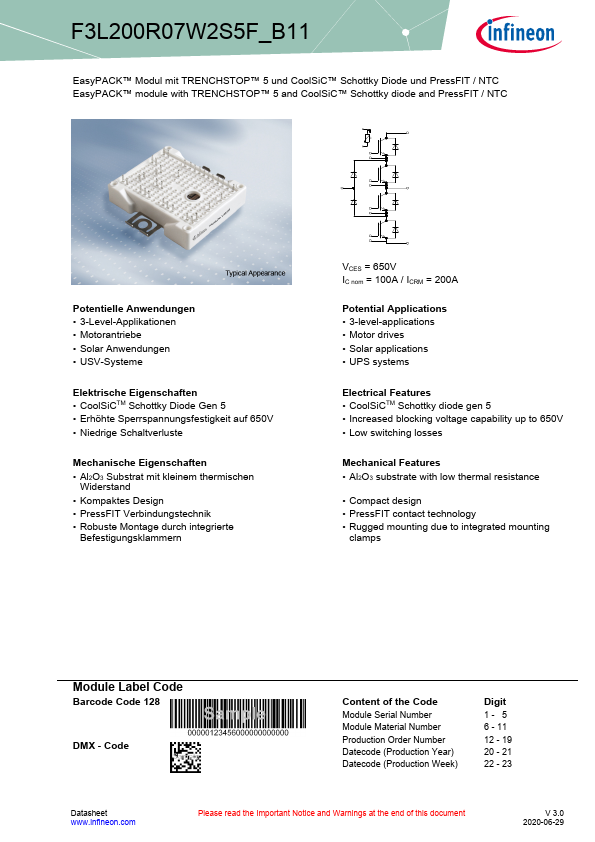 F3L200R07W2S5F_B11 Datasheet Preview