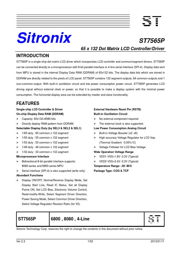 ST7565P Datasheet Preview