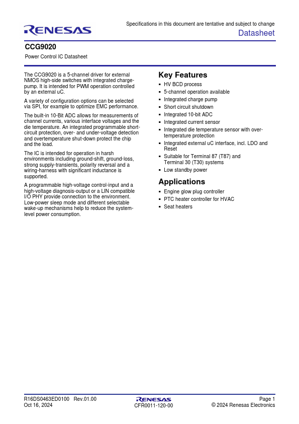 CCG9020 Datasheet Preview