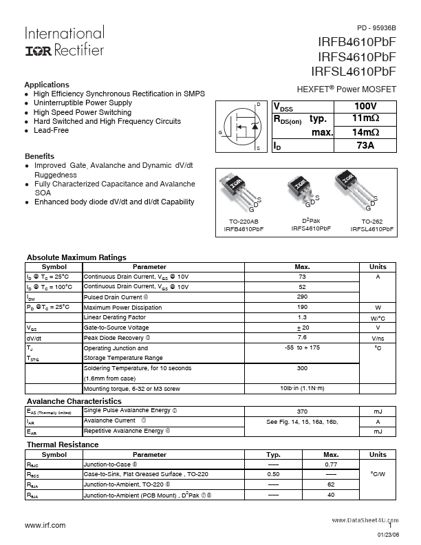 IRFB4610PBF