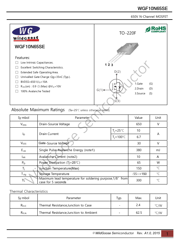 WGF10N65SE Datasheet Preview