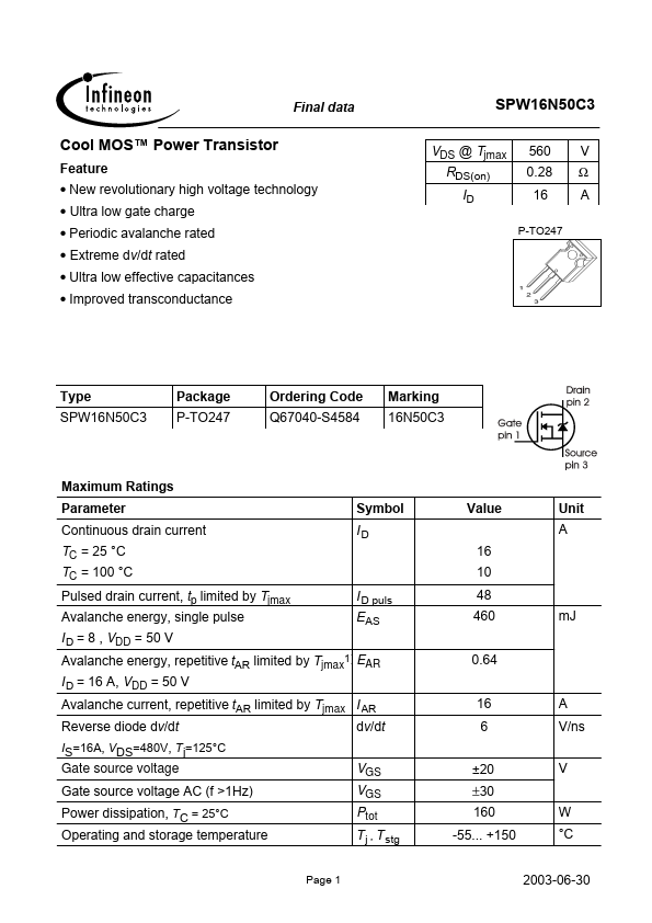 SPW16N50C3